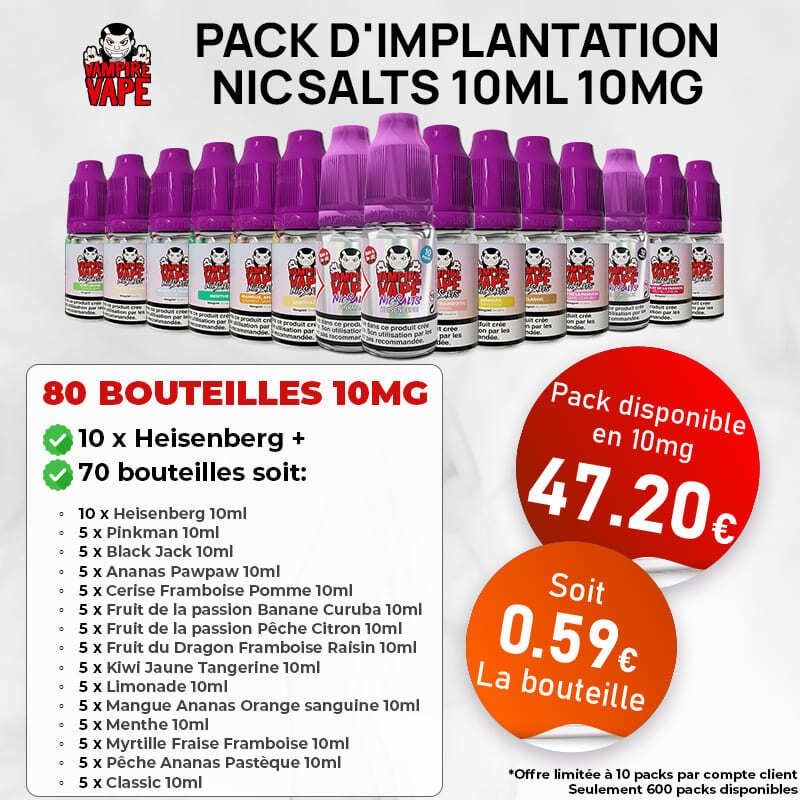 Pack d'implantation NicSalts 10 mg - Vampire Vape